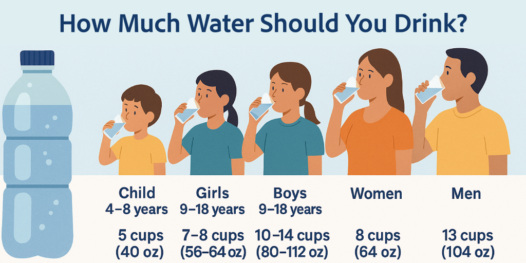 How much water a human should drink daily
